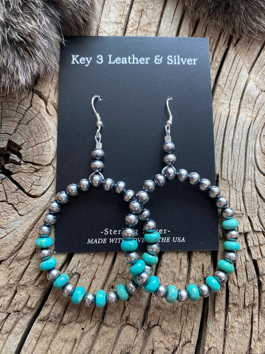 Turquoise Pearl Hoops image 0