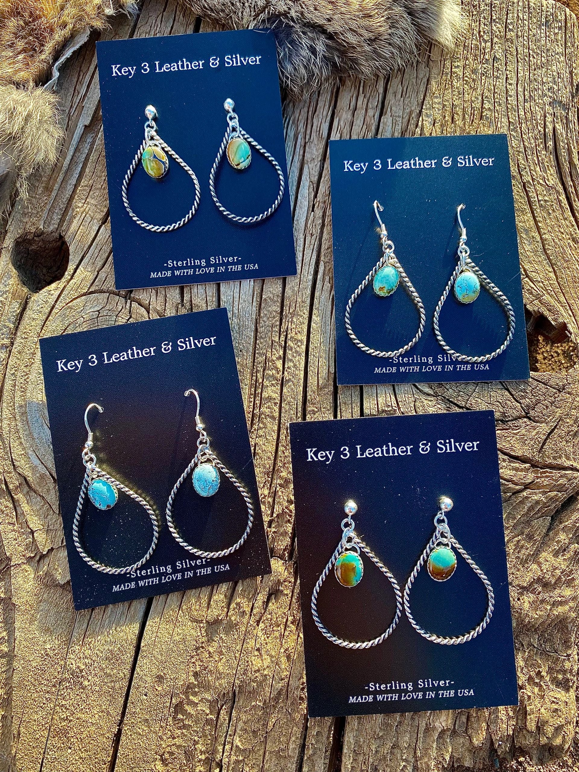 Turquoise Twisted Hoops image 0