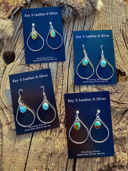 Turquoise Twisted Hoops image 0