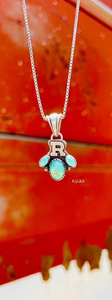 Pre-Order 3 Stone Single Initial Pendant image 2