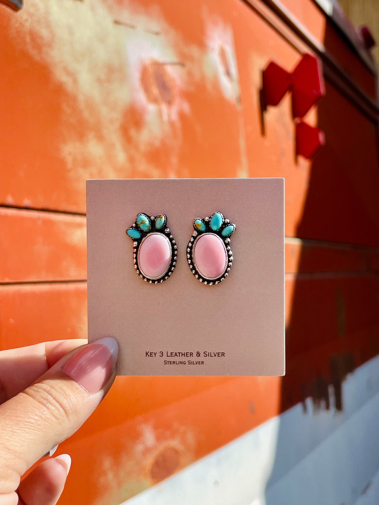 Summer Pink/Turquoise Stud Earrings image 0