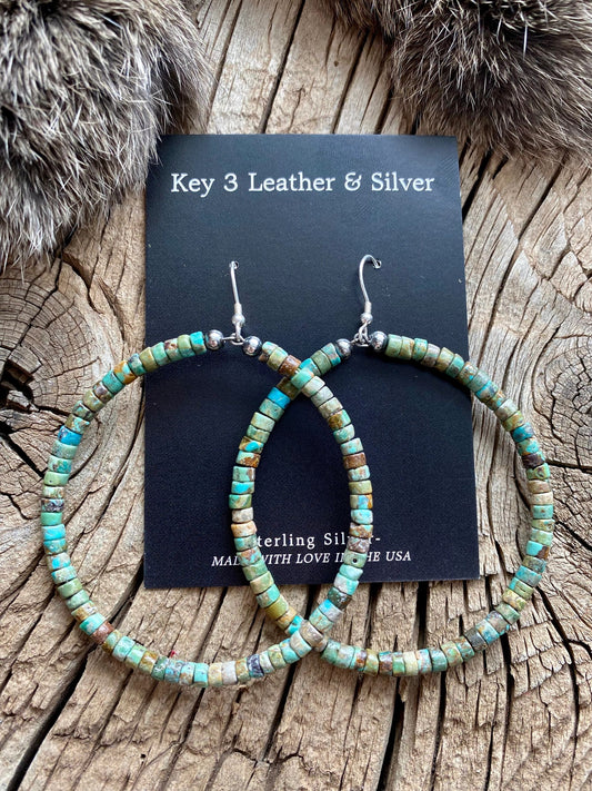 Large Turquoise 2 1/2" Hoops image 0